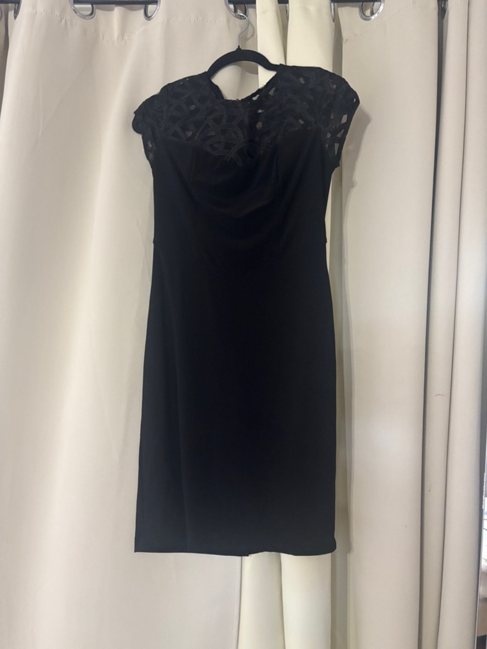 dressbarn Black Lace Yoke Midi Sheath Dress